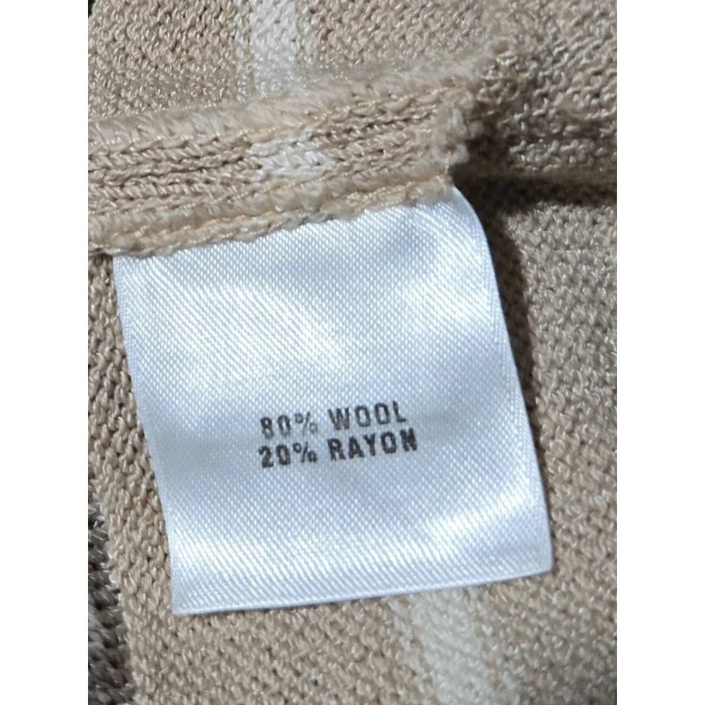 St John Sport Marie Gray Wool Blend Zip Up Sweater Fair Isle Star Beige Tan P